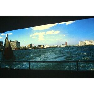 1980s 35mm Slide Tokyo Japan Pics, View of the Tokyo skyline from a water bus